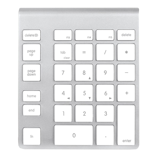 NewerTech 28-Key Wireless Aluminum Numeric Keypad. White Color / Bluetooth