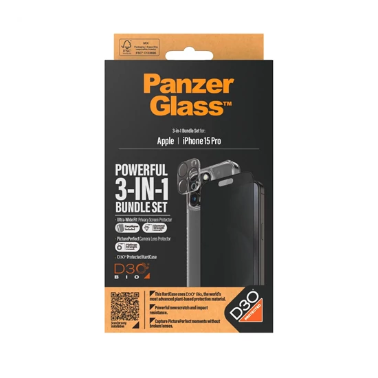 P2810 - PANZERGLASS Screen Protector iPhone 2023 6.1 Pro Ultra-Wide Fit w. EasyAligner - Privacy
