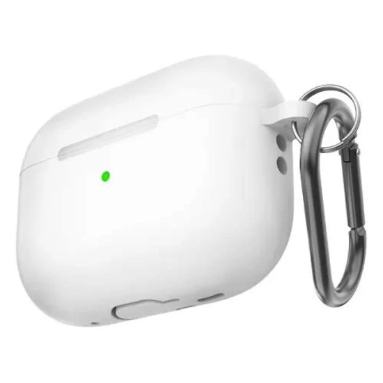 Airpods Pro 2 szilikon tok fehér karabineres
