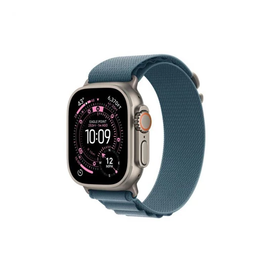 Apple Watch Ultra 3 Cellular 49mm Natural Titanium Case with Light Blue Alpine Loop - Medium