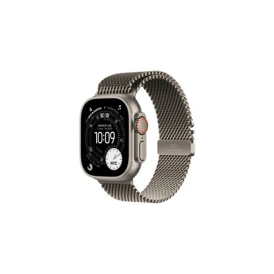 Apple Watch Ultra 3 Cellular 49mm Natural Titanium Case with Natural Titanium Milanese Loop - Large