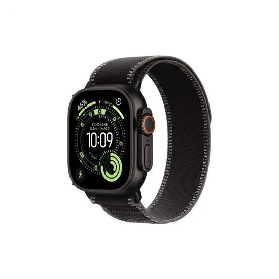 Apple Watch Ultra 3 Cellular 49mm Black Titanium Case with Black/Charcoal Trail Loop - M/L