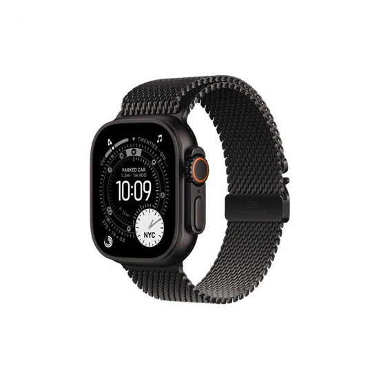 Apple Watch Ultra 3 Cellular 49mm Black Titanium Case with Black Titanium Milanese Loop - Medium