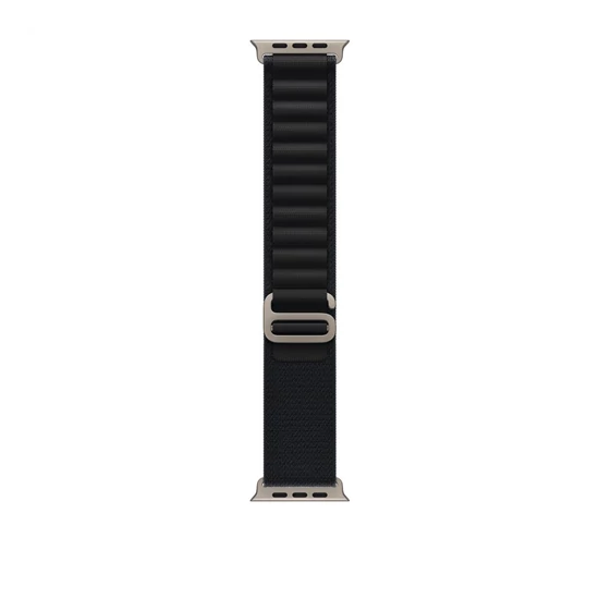 Apple Watch 49mm Loop:  Black Alpine Loop - Small - Natural Titanium Finish