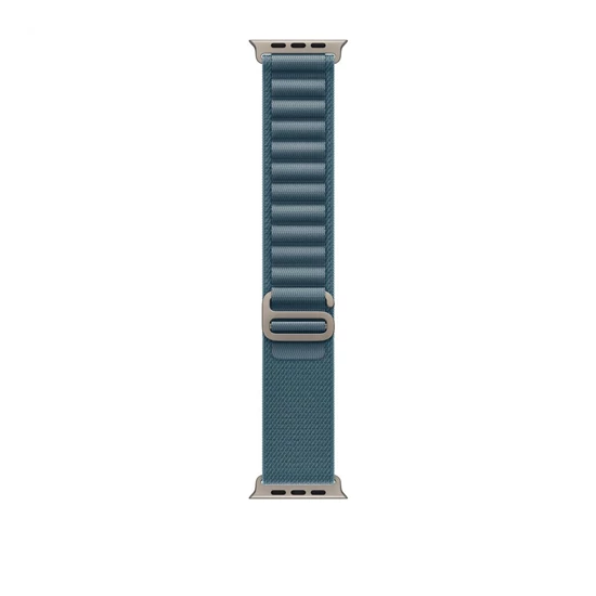 Apple Watch 49mm Loop:  Light Blue Alpine Loop - Large - Natural Titanium Finish