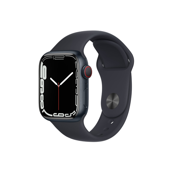 Apple Watch S7 Cellular, 41mm Midnight Aluminium Case with Midnight Sport Band - Regular