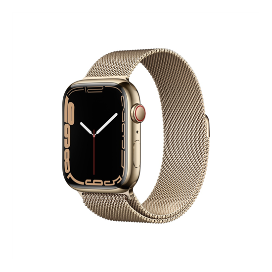 Apple Watch S7 Cellular, 41mm Gold Stainless Steel Case with Gold Milanese Loop