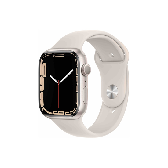 Apple Watch S7 GPS, 45mm Starlight Aluminium Case with Starlight Sport Band - Regular
