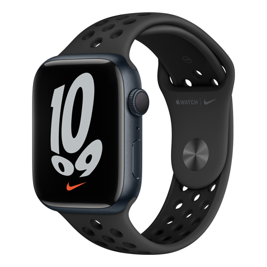 Apple Watch Nike S7 GPS, 45mm Midnight Aluminium Case with Anthracite/Black Nike Sport Band - Regular