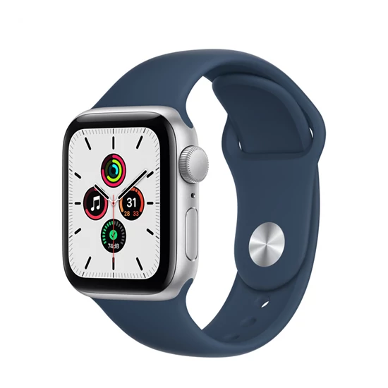 Apple Watch SE (v2) GPS, 40mm Silver Aluminium Case with Abyss Blue Sport Band - Regular