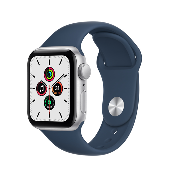 Apple Watch SE (v2) GPS, 40mm Silver Aluminium Case with Abyss Blue Sport Band - Regular