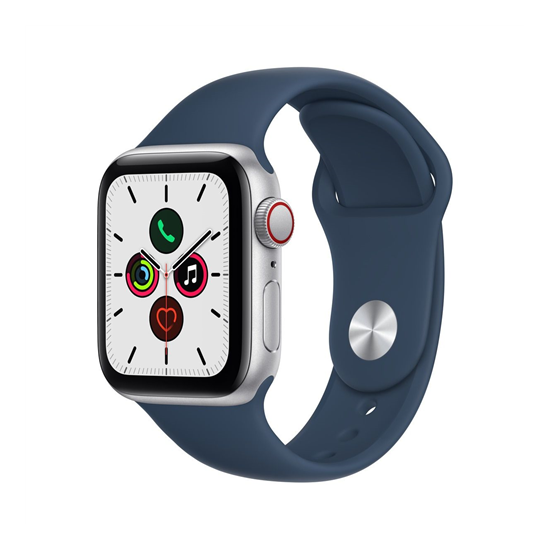Apple Watch SE (v2) Cellular, 40mm Silver Aluminium Case with Abyss Blue Sport Band - Regular