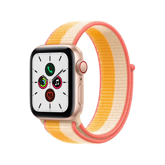 Apple Watch SE (v2) Cellular, 40mm Gold Aluminium Case with Maize/White Sport Loop