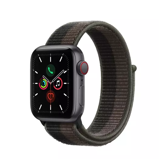Apple Watch SE (v2) Cellular, 40mm Space Grey Aluminium Case with Tornado/Grey Sport Loop