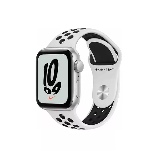 Apple Watch Nike SE (v2) Cellular, 40mm Silver Aluminium Case with Pure Platinum/Black Nike Sport Band - Regular