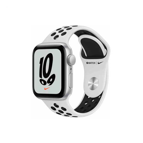 Apple Watch Nike SE (v2) Cellular, 40mm Silver Aluminium Case with Pure Platinum/Black Nike Sport Band - Regular
