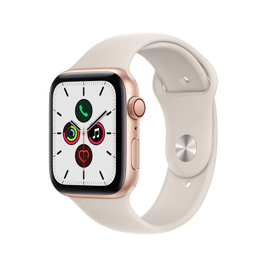 Apple Watch SE (v2) Cellular, 44mm Gold Aluminium Case with Starlight Sport Band - Regular