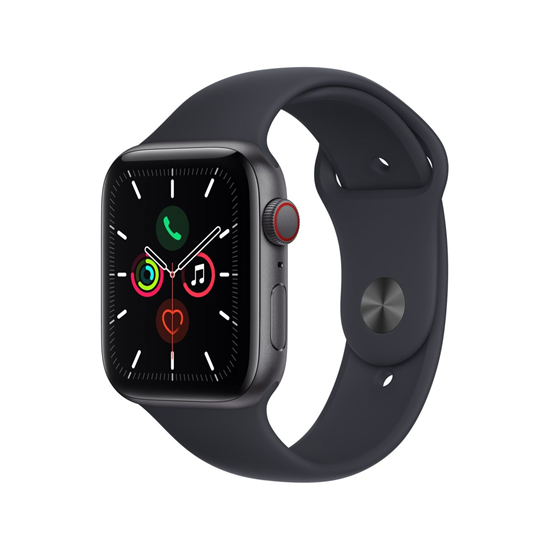 Apple Watch SE (v2) Cellular, 44mm Space Grey Aluminium Case with Midnight Sport Band - Regular