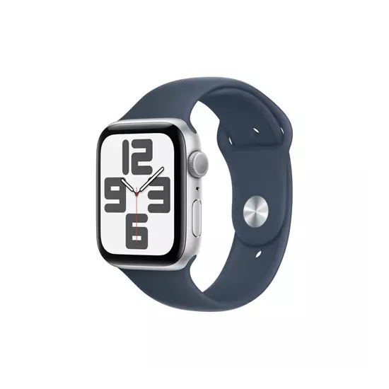 Apple Watch SE3 GPS 44mm Silver Alu Case w Storm Blue Sport Band - M/L