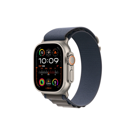 Apple Watch Ultra2 Cellular, 49mm Titanium Case w Blue Alpine Loop - Large