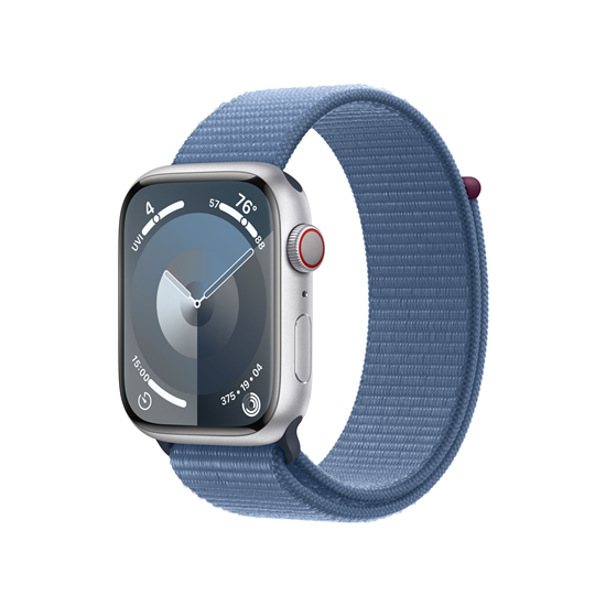 Apple Watch S9 Cellular 45mm Silver Alu Case w Winter Blue Sport Loop