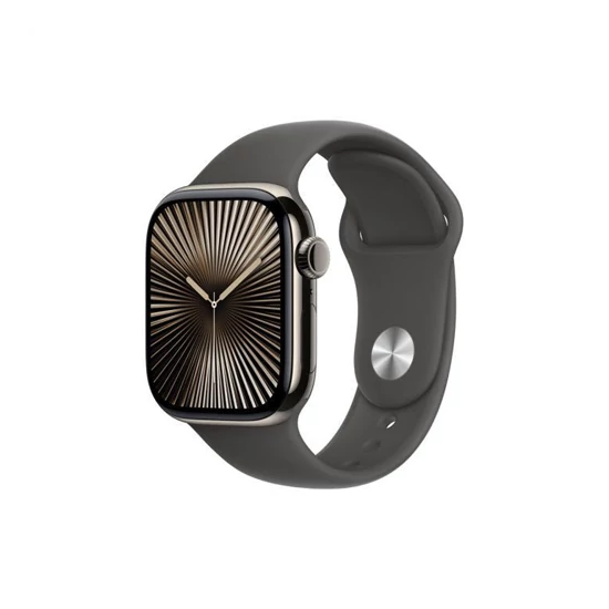 Apple Watch S10 Cellular 46mm Natural Titanium Case with Stone Grey Sport Band - M/L