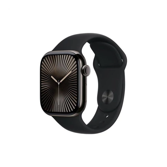 Apple Watch S10 Cellular 46mm Slate Titanium Case with Black Sport Band - S/M