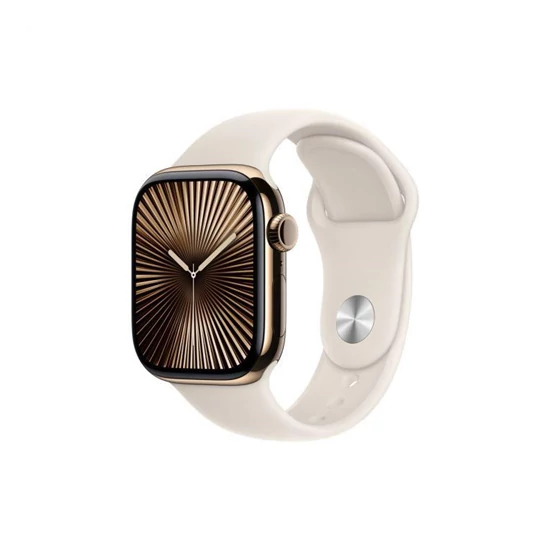 Apple Watch S10 Cellular 42mm Gold Titanium Case with Starlight Sport Band - M/L